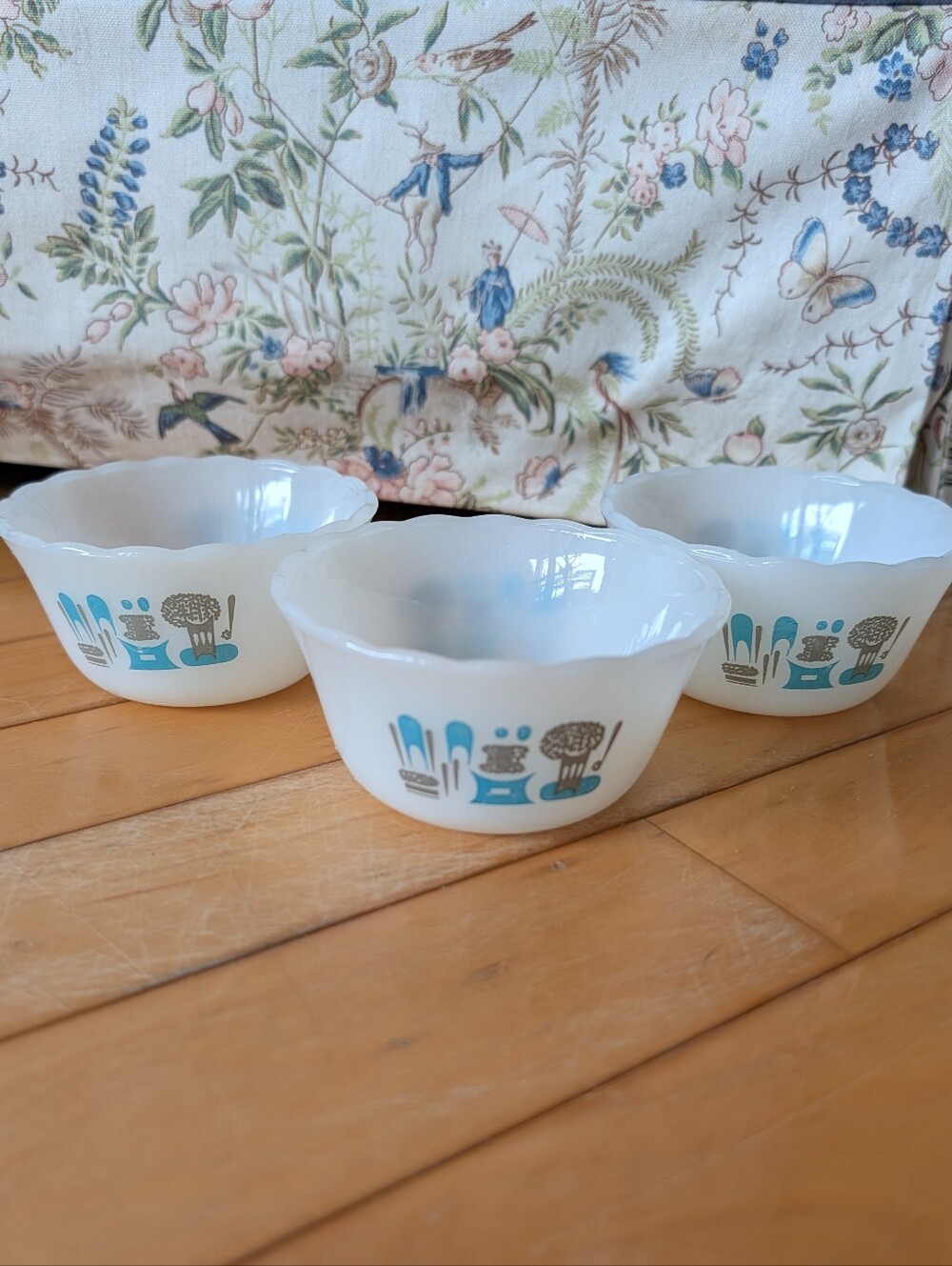 Vtg Fire King Blue Heaven Custard Bowls